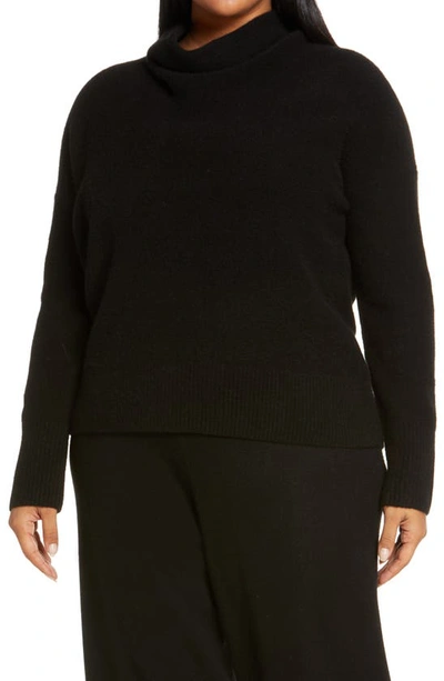 Vince Boiled Cowl Neck Cashmere Sweater In Black