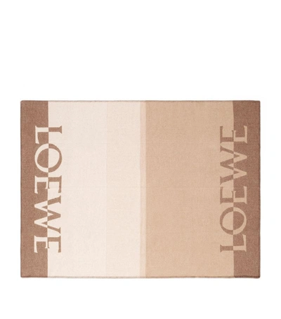 Loewe Wool-cashmere Blanket In Brown/multicolor