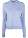 Acne Studios Keva Face Patch Wool Cardigan In Cornflower Blue Melange