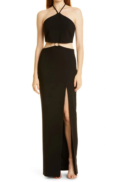 Likely Crissy Cut-out Halter Gown In Black