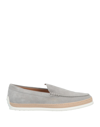 Tod's Leather Espadrille Loafers In Light Grey