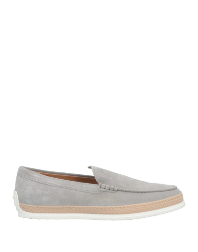 Tod's Leather Espadrille Loafers In Light Grey