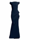 La Petite Robe Di Chiara Boni Melania Off-the-shoulder Gown In Blue Notte