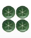 Bordallo Pinheiro Cabbage 4-piece Dessert Plate Set In Green