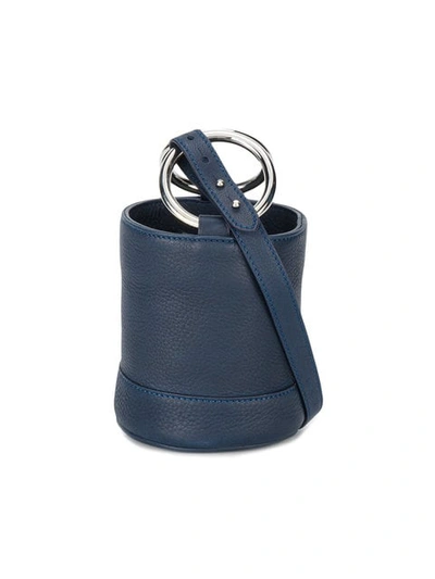 Simon Miller Navy Bonsai 15 Mini Leather Bucket Bag In Blue