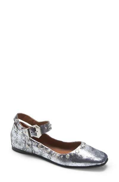 Free People Mystic Mary Jane Flats In Silver Distress