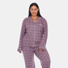 White Mark Plus Size 2 Piece Long Sleeve Heart Print Pajama Set In Gray Hearts