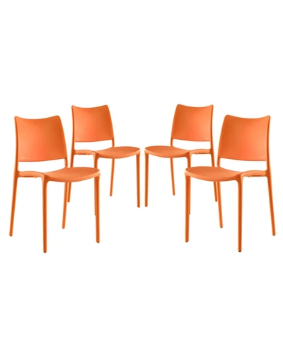 Modway Hipster Dining Side Chair Set Of 4 In Orange