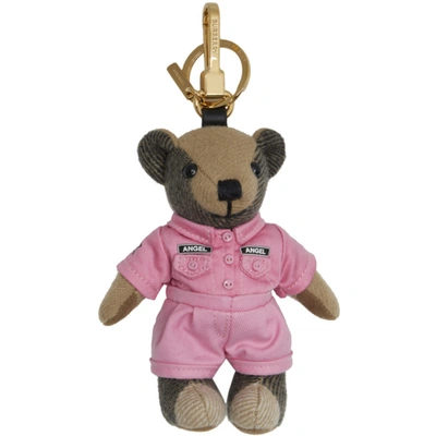 Burberry Pink & Brown Two-piece Thomas Bear Keychain In Archive Beige