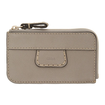 Chloé Grey Small Edith Card Holder In 053 Cashmere Grey