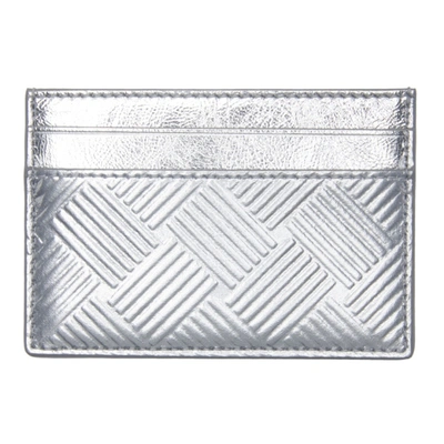 Bottega Veneta Silver Calfskin & Nappa Leather Card Holder In 8101-silver-silver