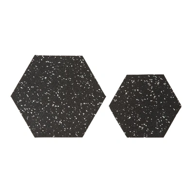 Slash Objects Black Hex Duo Trivet Set In Speckled Black