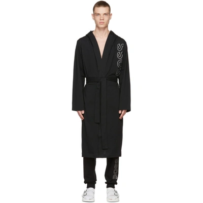 Hugo Boss Black Hooded Robe In 001 - Black