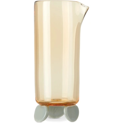 Sticky Glass Orange & Grey Scribble Special Edition Dot Carafe In Whiskey And Grey