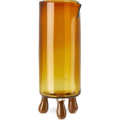 Sticky Glass Orange & Brown Scribble Special Edition Dash Carafe In Amber And Tobacco