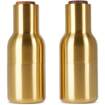 Menu Gold Norm Architects Edition Walnut Bottle Grinders In Brushed Brass