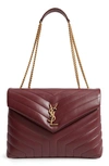 Saint Laurent Medium Loulou Matelasse Leather Shoulder Bag In Rouge Legion