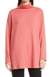 Eileen Fisher High Funnel Neck Tunic Sweater In Papaya