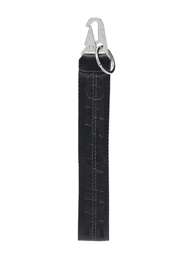 Off-white Industrial Logo Canvas Keyring In Nero