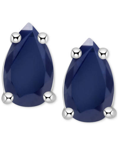 Macy's Tanzanite Pear-shape Stud Earrings (3/8 Ct. T.w.) In 14k White Gold (also In Emerald, Ruby & Sapphir In Sapphire