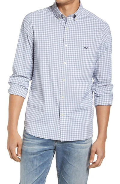 Vineyard Vines On The Go Gingham Performance Button-down Shirt In Tradewinds
