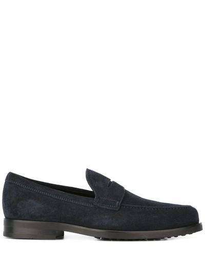 Tod's Men's Suede Loafers Moccasins Gomma Classico In Blue