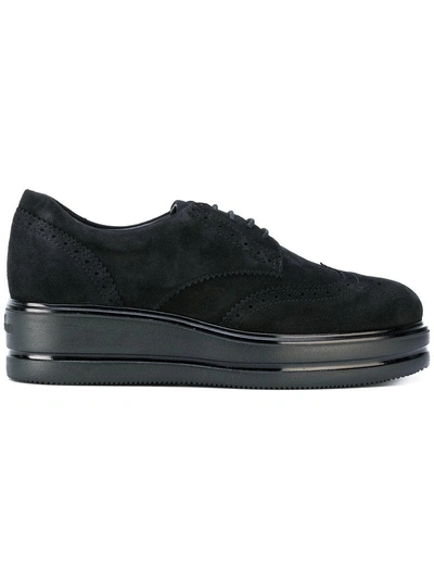 Hogan Platform Lace-up Shoes In Black