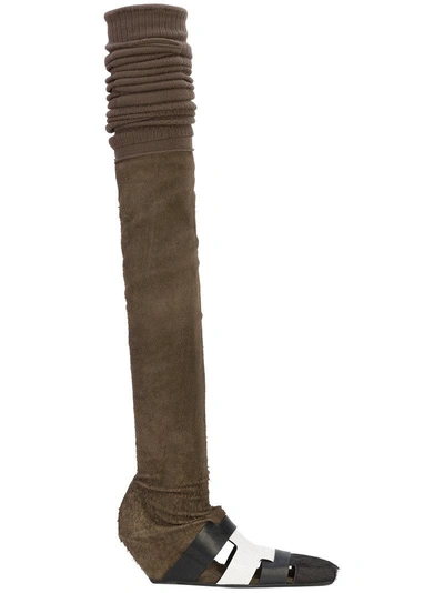 Rick Owens Stretch Sock Boots In Brown