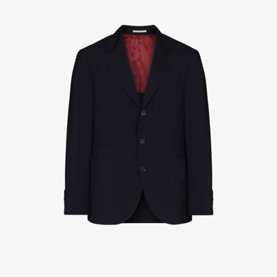 Brunello Cucinelli Single-breasted Virgin Wool Blazer In Blue