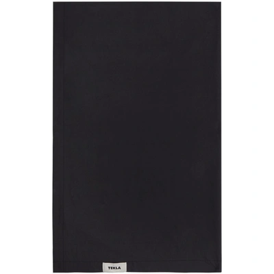 Tekla Black Percale Flat Sheet In Ash Black