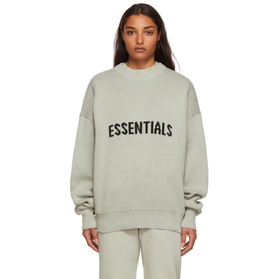 Essentials Ssense Exclusive Green Knit Pullover Sweater In Concrete