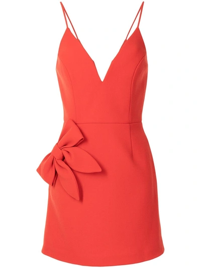 Rebecca Vallance Ally Bow-embellished Crepe Mini Dress In Red