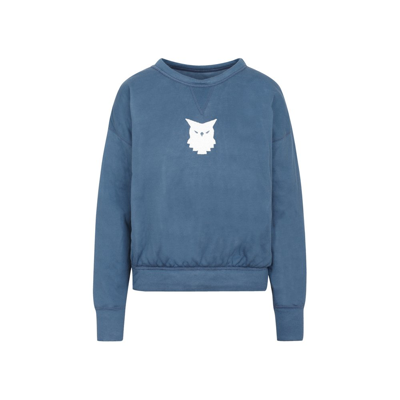 Maison Margiela Owl-print Long-sleeved Sweatshirt In Blue