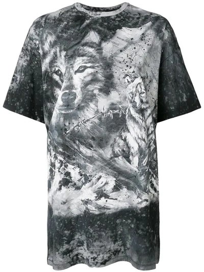 Balmain Oversized Cotton T-shirt In Nero/grigio