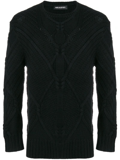 Neil Barrett Rhombus Pattern Black Wool Sweater