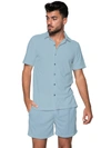 Siamo Verano French Terry Cloth Button Down Shirt In Sky Blue