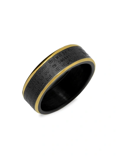 Anthony Jacobs Men's Ip Black And 18k Goldplated Stainless Steel Lord's Prayer Ring In Multi