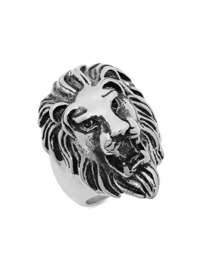 Anthony Jacobs Men's Stainless Steel Lion Head Ring In Neutral