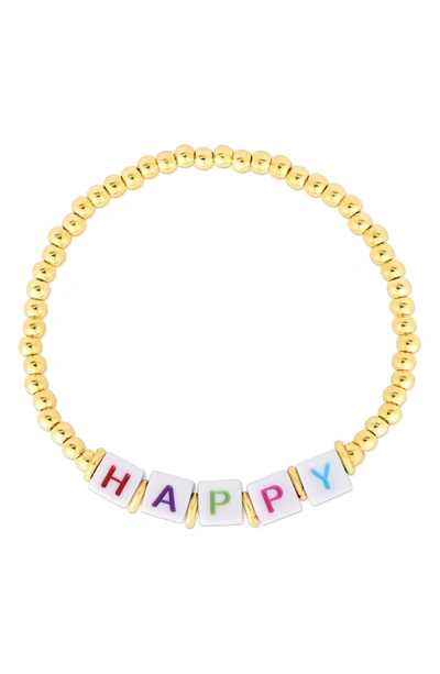 Sphera Milano Sphero Milano 14k Gold Plated Sterling Silver 'happy' Beaded Bracelet In Yellow Gold