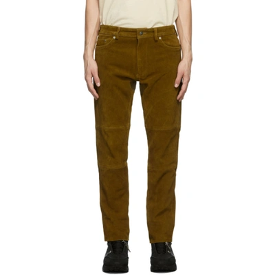 Vyner Articles Tan Suede Skinny Trousers In Sand