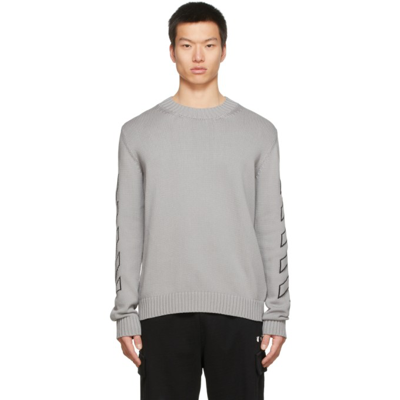 Off-white Diagonal Outline Knit Crewneck - Atterley In Grey