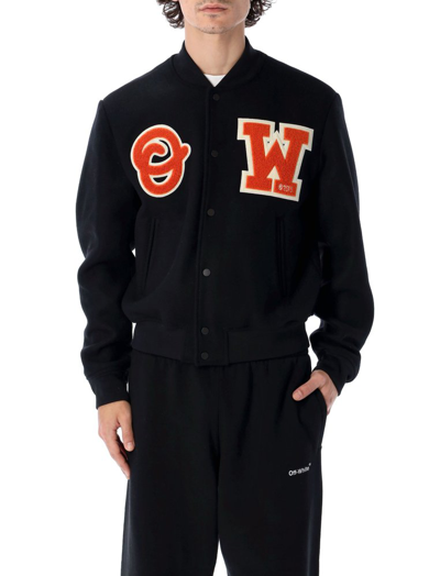 Off-white Black Logo Patch Varsity Jacket