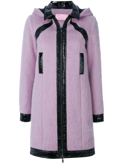 Giamba Patent Detail Hooded Coat In Pink