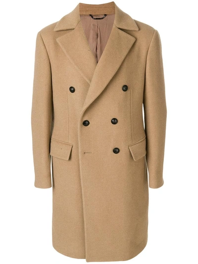 Versace Classic Double Breasted Coat - Neutrals