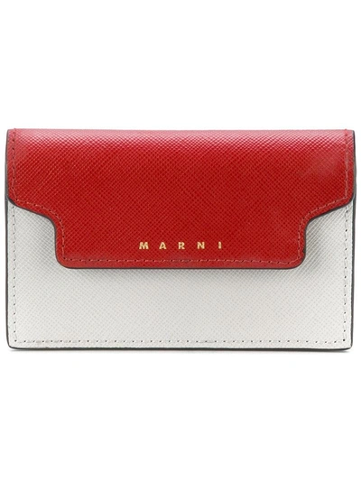 Marni Red + Pelican Saffiano Wallet