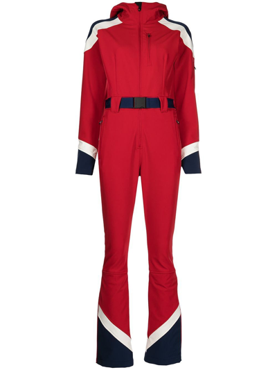 Perfect Moment Allos One-piece Hooded Ski Suit In Red