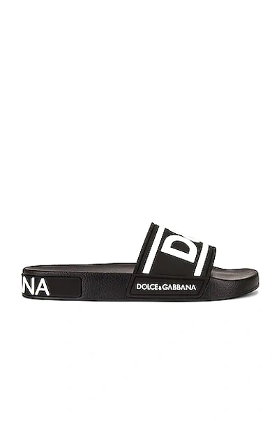 Dolce & Gabbana Logo-embossed Rubber Slides In Black