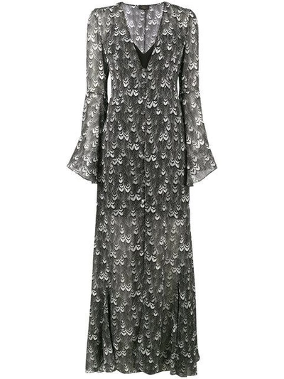 De La Vali Eleanor Floral Print Maxi Dress In Black