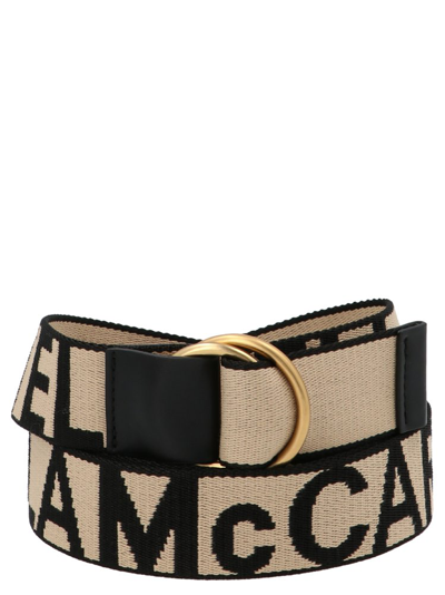 Stella Mccartney 4cm Monogram Webbing Belt In White/black