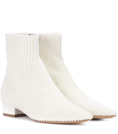 Ellery Chelsea Velvet Ankle Boots In White